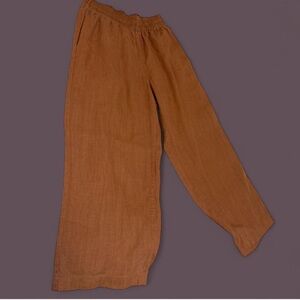 Beaton Linen Women's Tan Cropped Pants